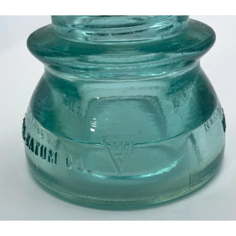 Whitall Tatum Co No. 1 Aqua Glass Telegraph Telephone Insulator #13 CD 113 USA